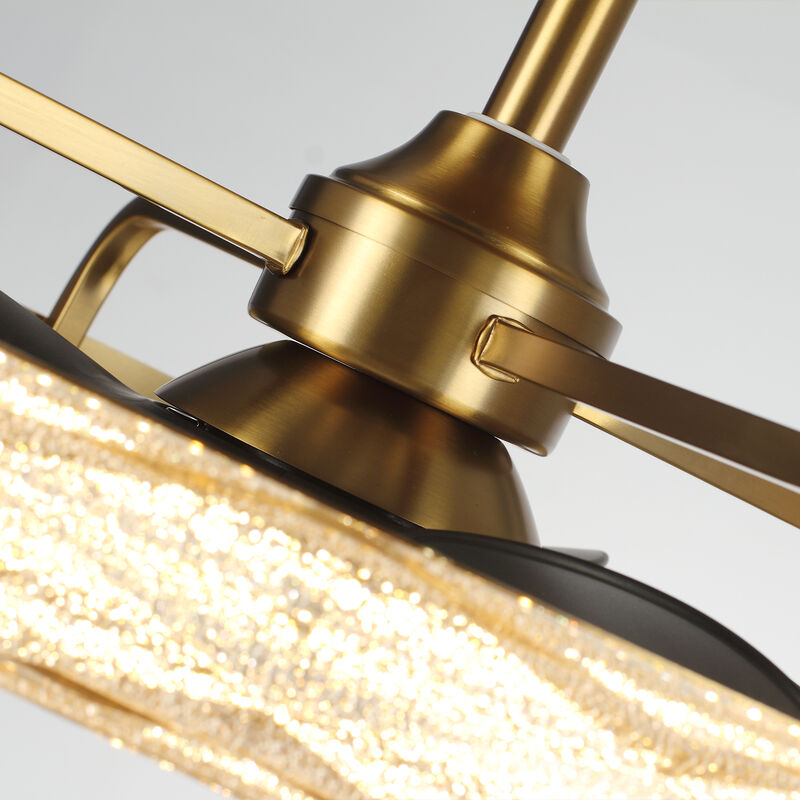24" Modern Antique Brass Wheel Caged Acrylic Reversible Dimmable Ceiling Fan with Light and Remote for Bedroom, Living Room or Dining Room image number 7