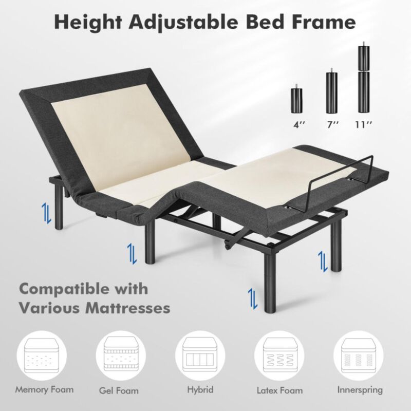 Adjustable Bed Base Electric Bed Frame with Massage Modes
