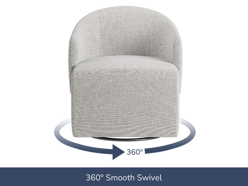 BELLEZE Swivel Accent Chair, Modern Upholstered Swivel Armchair 360 Degree Barrel Chair Comfy Corner Chair for Living Room Bedroom - Malta (Light Grey)
