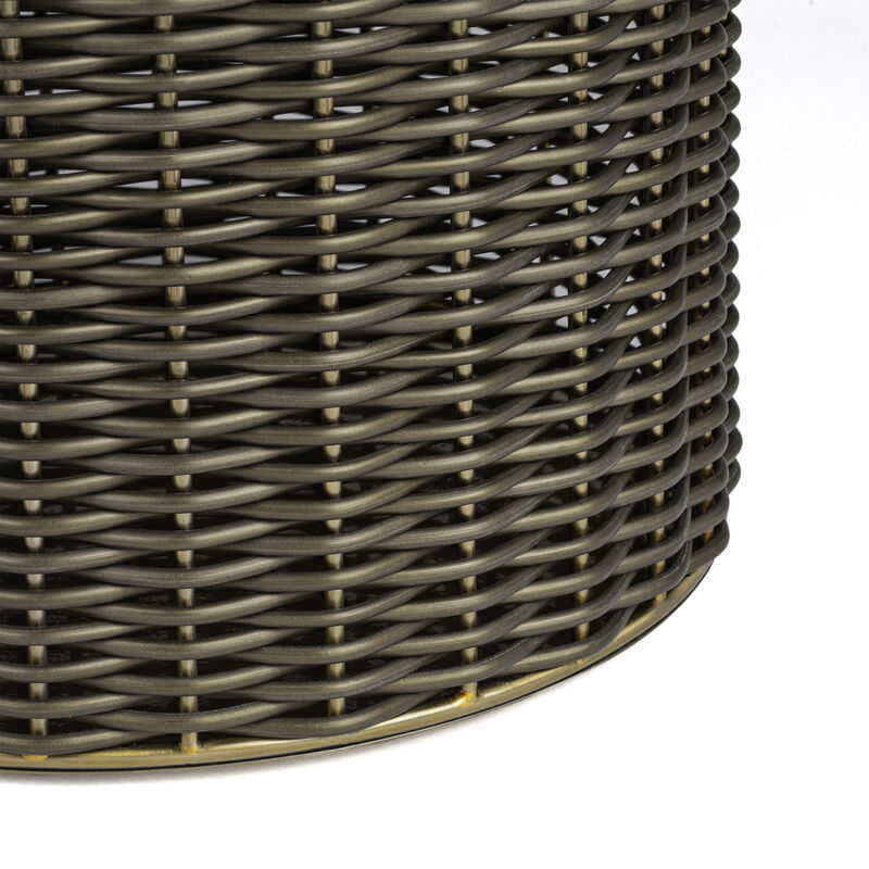 Asher Modern 2-Tone Faux Wicker/Metal Cylinder Waste Basket image number 4