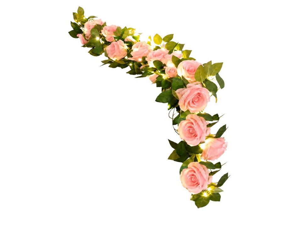 2 Pack Flower Garland 20 Ft Lights 13 Ft Pink Floral Fake Flowers Wedding Arch