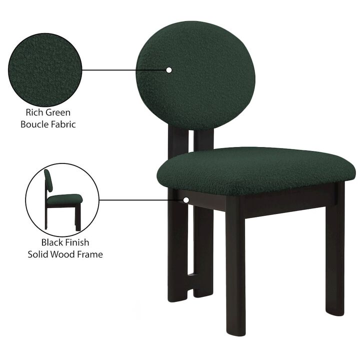 Meridian Furniture Napa Green Boucle Fabric Dining Chair, Set of 2