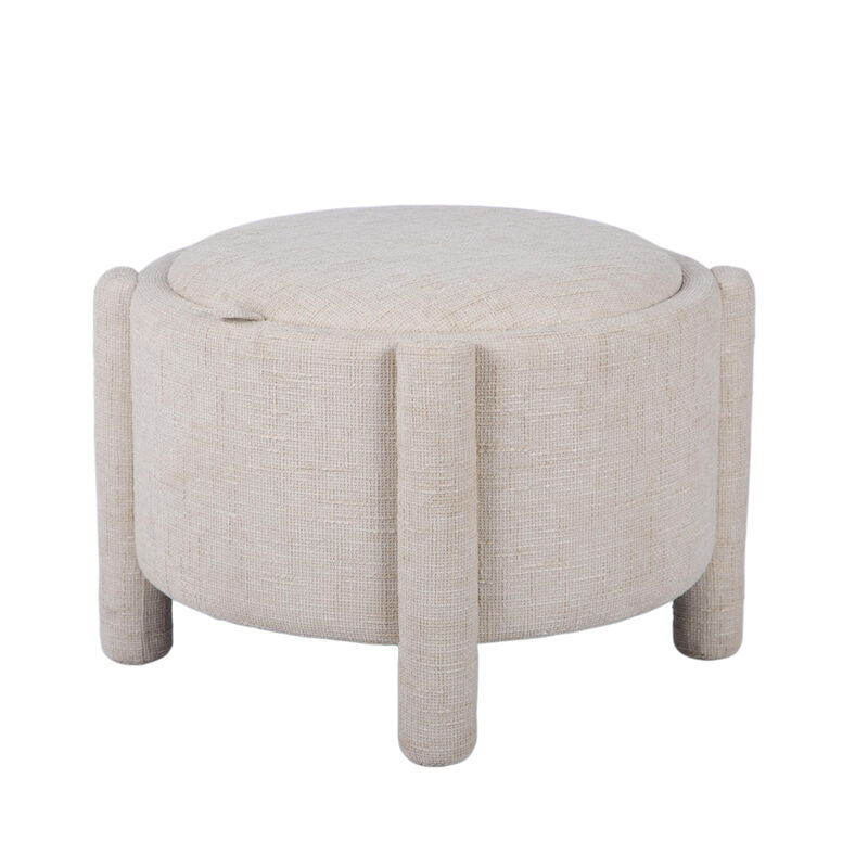 Bellamy Curry Chenille Storage Stool With Reversible Tray Top image number 1