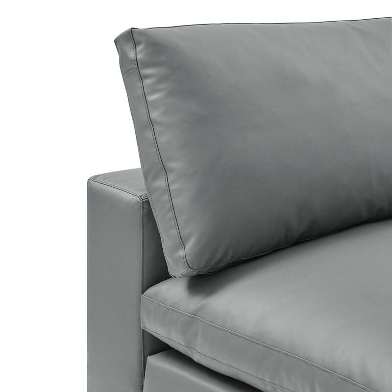 Commix Down Filled Overstuffed Vegan Leather Armless Chair image number 5