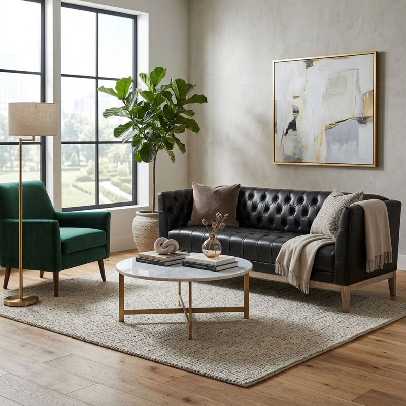 Jitrap Mid Century Modern Chesterfield Sofa image number 2