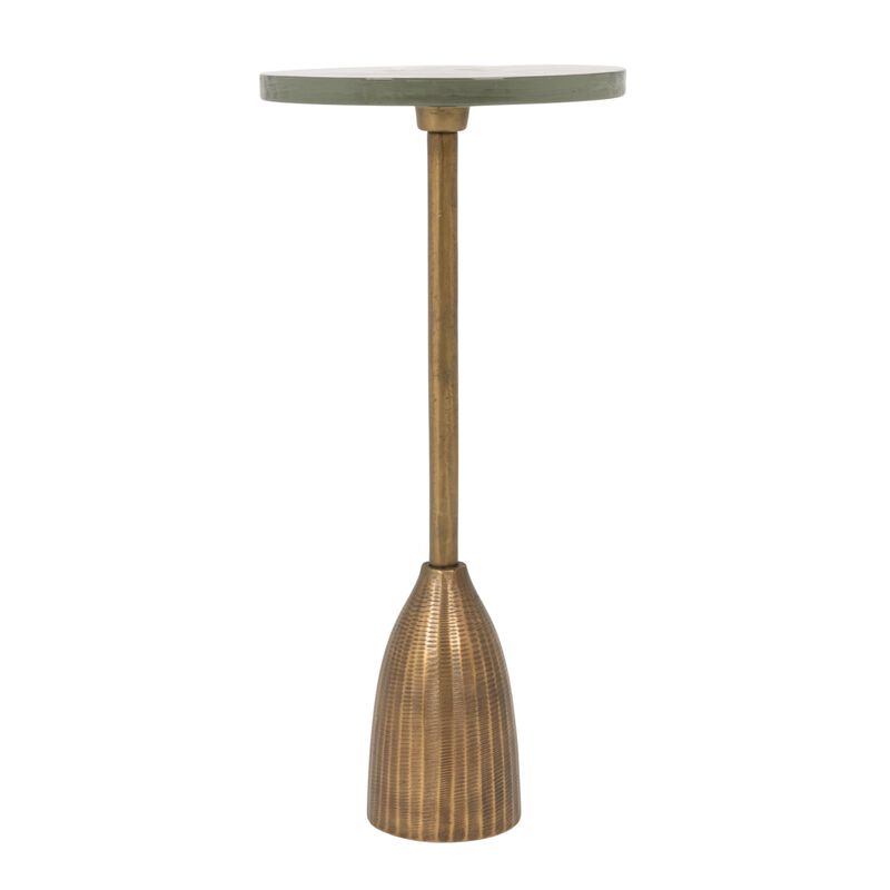 Round Accent Table, Distressed Bronze Aluminum and Clear Glass image number 3