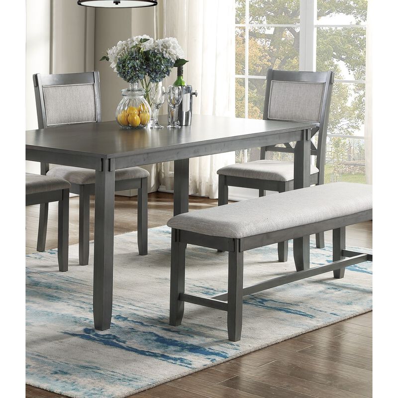 Gray Color Dining Room Furniture Unique Modern 6pc Set Dining Table 4x Side Chairs and A Bench Solid wood Rubberwood and veneers