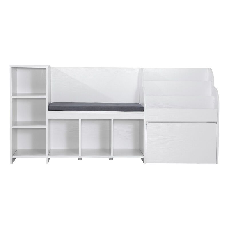 Wooden Kids Storage Bench Reading Nook with Bookshelf, Toy Box Organizer for Kids Room image number 0