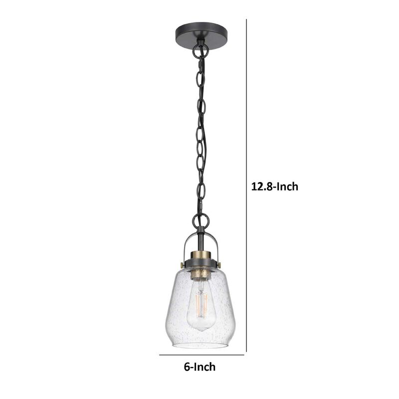 Lantern Accent Ceiling Pendant Light, Clear Glass Shade, 13 Inch Black image number 7