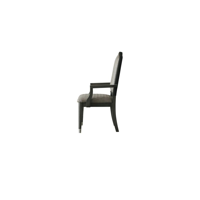 House Beatrice ARMCHAIR, Two Tone Beige Fabric & Charcoal Finish image number 2