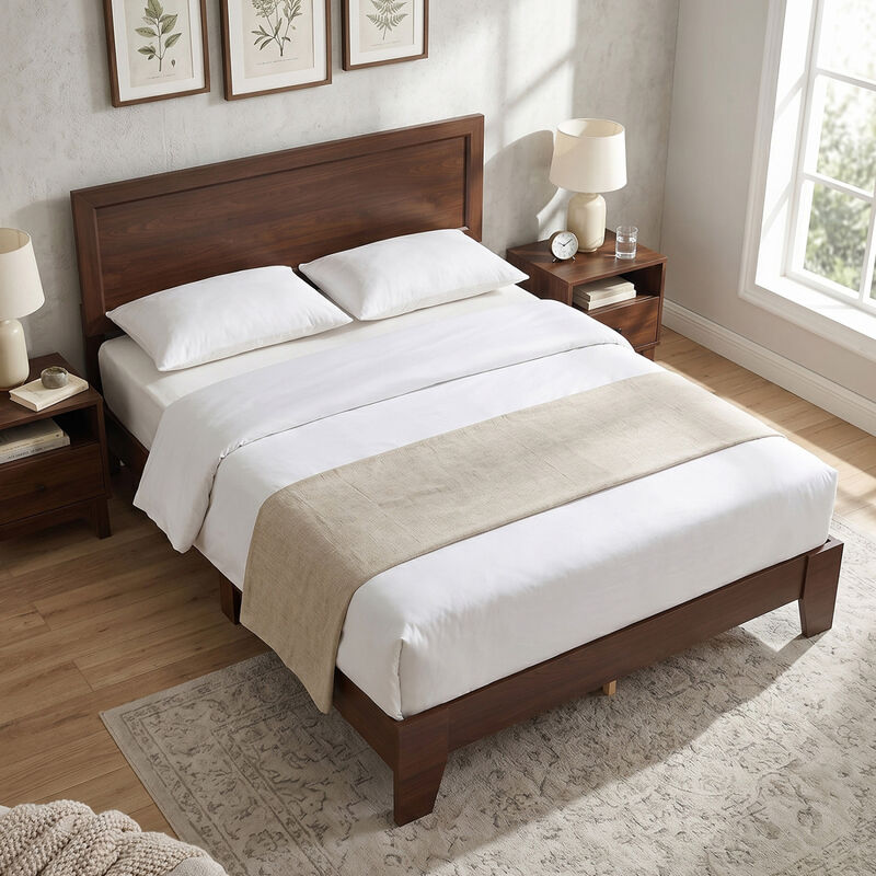 Modern Bedroom Bed Frame with Stylish Headboard Design image number 3