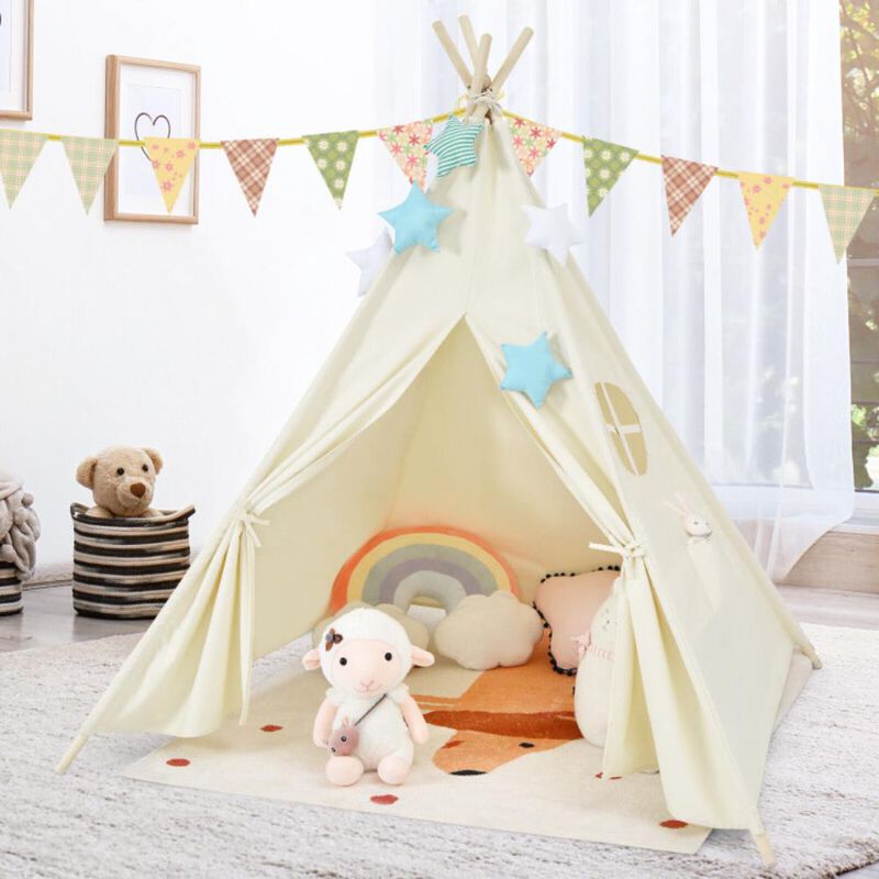 Hivvago Foldable Kids Canvas Teepee Play Tent