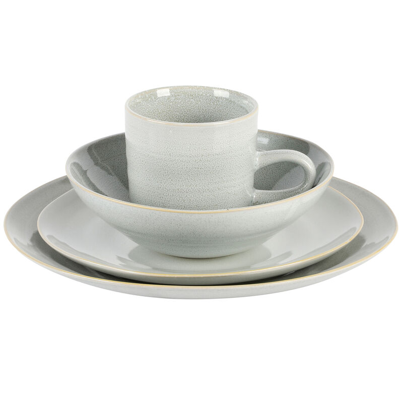 Laurie Gates Ravenna 16 Piece Round Stoneware Dinnerware Set in Grey