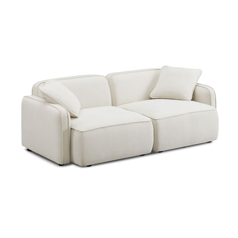 Travie Sand Upcycled Linen Modular Loveseat image number 0
