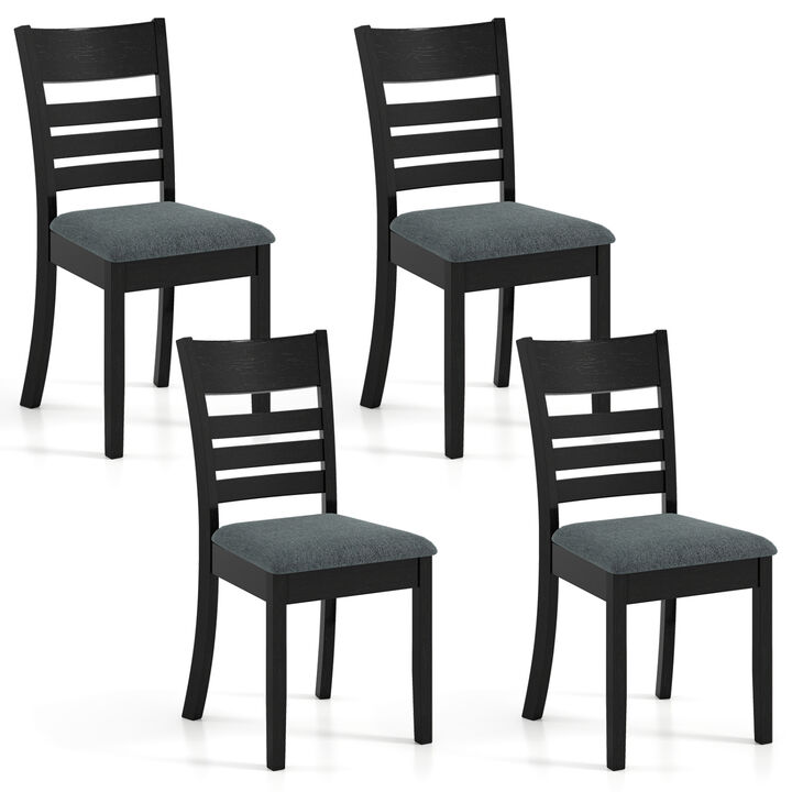 Set of 4 Upholstered Dining Chairs with Rubber Wood Frames for Kitchen-Black