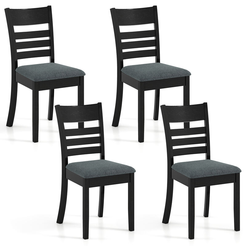Set of 4 Upholstered Dining Chairs with Rubber Wood Frames for Kitchen-Black image number 0