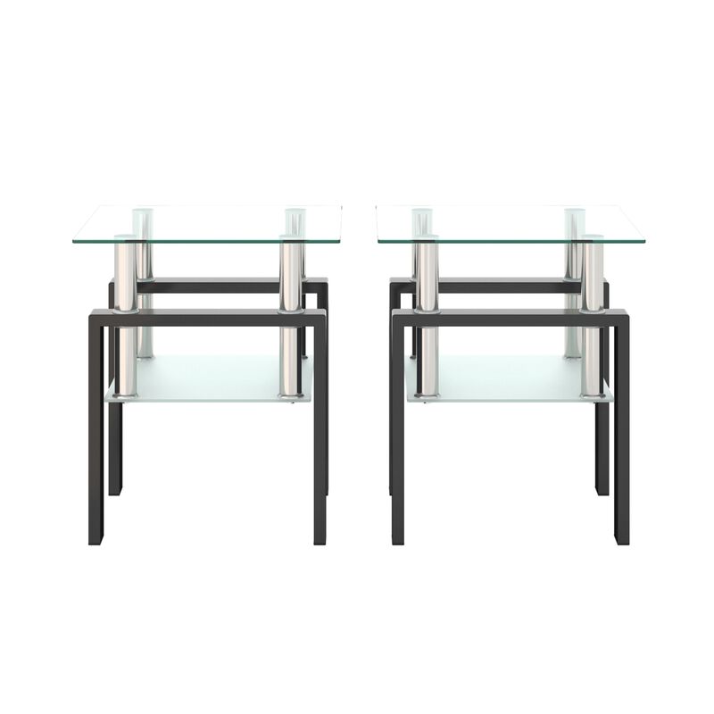 Streamdale Modern Tempered Glass Square Coffee Table Set image number 8