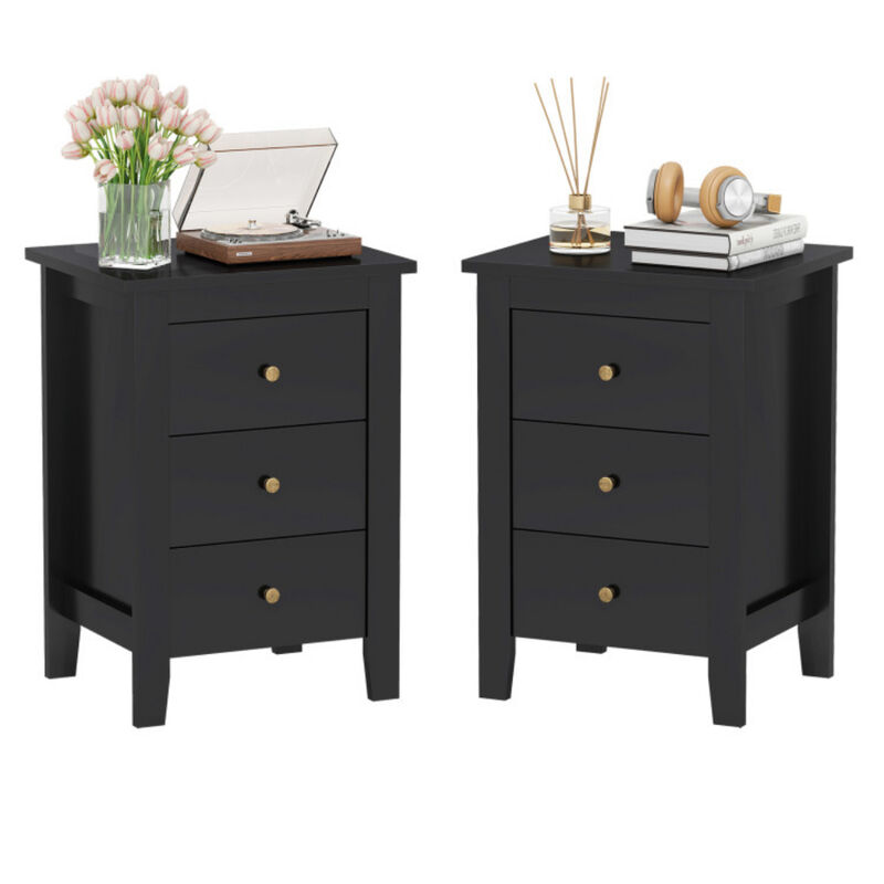 2 Piece Nightstand End Table Set with Storage Drawers image number 3