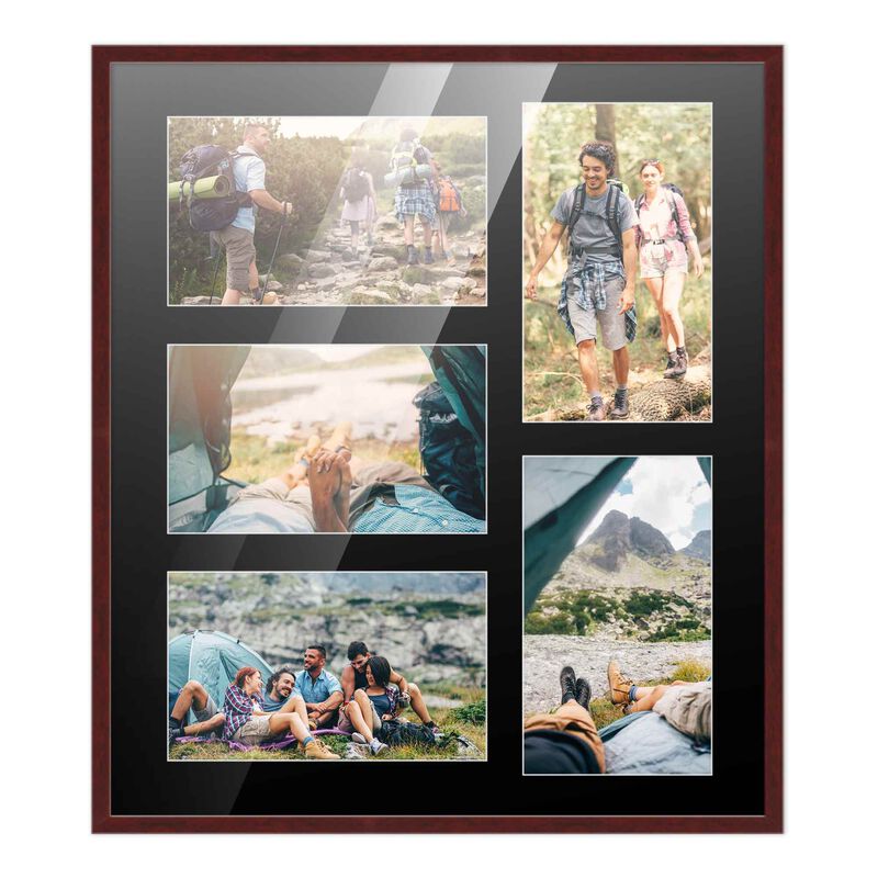 12x14 Wood Collage Frame with a Black Mat for 4x6 Pictures