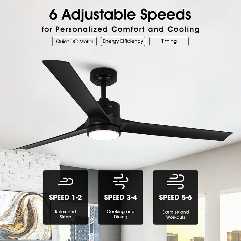 60" Industrial Black 3CCT Integrated LED Ceiling Fan with Remote