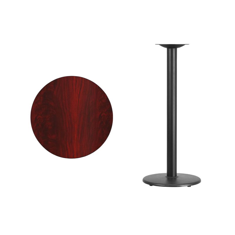 Flash Furniture 24'' Round Mahogany Laminate Table Top with 18'' Round Bar Height Table Base