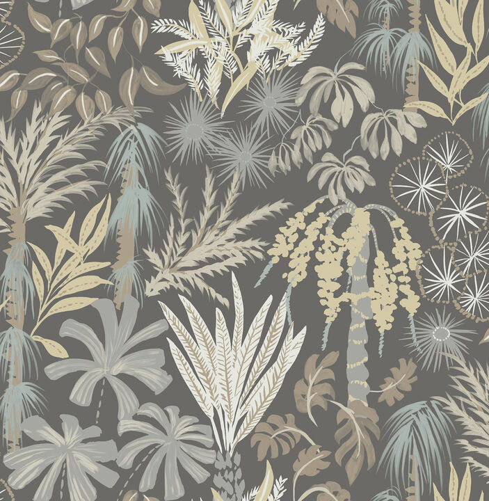 Everglades Gray Botanical Wallpaper