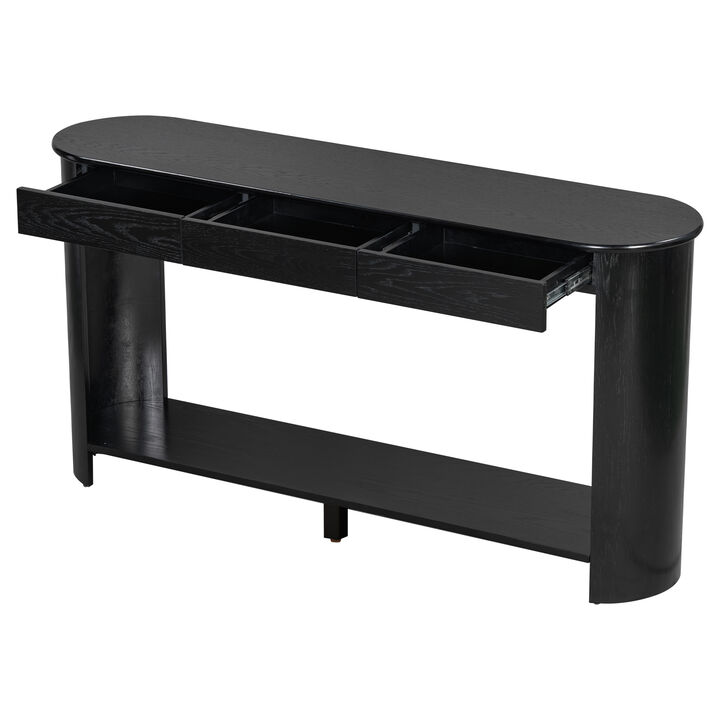 Merax Console Table with 3 Drawers & Open Bottom Storage Shelf