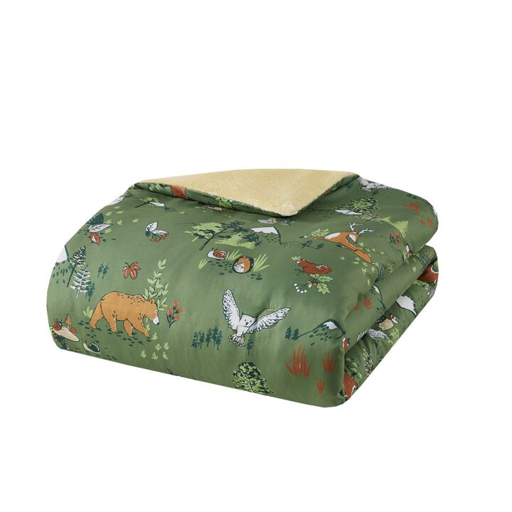 Gracie Mills Harvey Kids Forest Animals Plush Reversible Comforter Set
