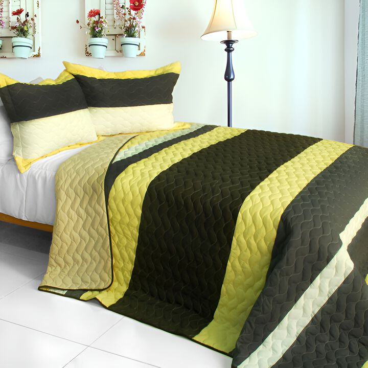 Full Queen Angels Walk on Through 3 Piece Patchwork Quilt Bedding Set