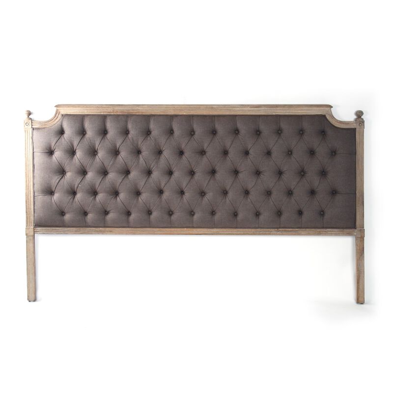 Louis Tufted Headboard (King, Aubergine Linen) image number 0