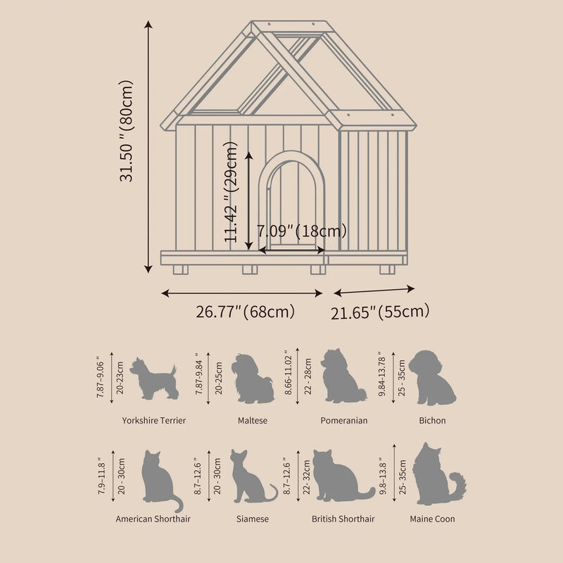 Transparent Roof Pet House with Floral Carving, Cedar Indoor Shelter for Cats & Small Dogs image number 4