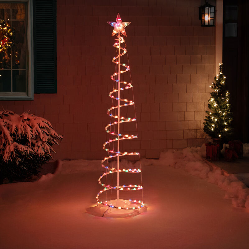 6' Pre-Lit Spiral Christmas Tree - Multi Color Lights image number 2