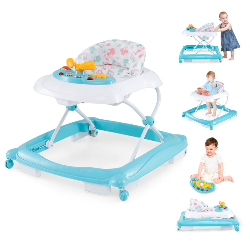 Adjustable Baby Walker with 3 Height Levels and Foldable Padded Seat image number 5
