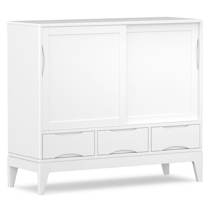 Harper 48 inch Wide Solid Hardwood Mid-Century Modern Medium Storage Cabinet in White