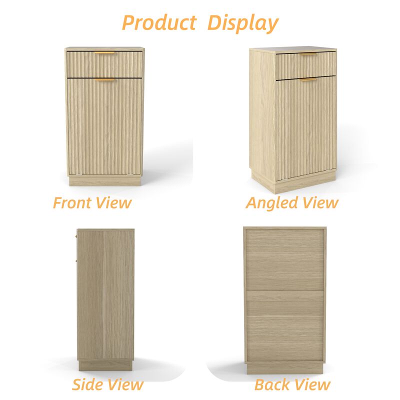 10 Gallon Tilt Out Trash Can Cabinet with Pull Out Bin Oak Finish image number 3