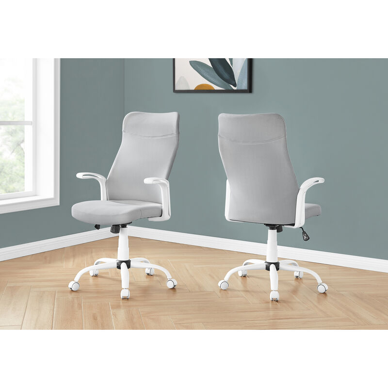 Monarch Specialties I 7324 Office Chair, Adjustable Height, Swivel, Ergonomic, Armrests, Computer Desk, Work, Metal, Mesh, White, Grey, Contemporary, Modern