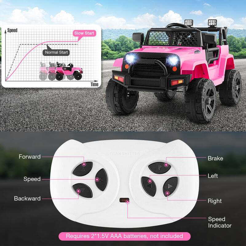 Kids 12V Electric Ride On Truck with Remote Control and Working Headlights image number 4