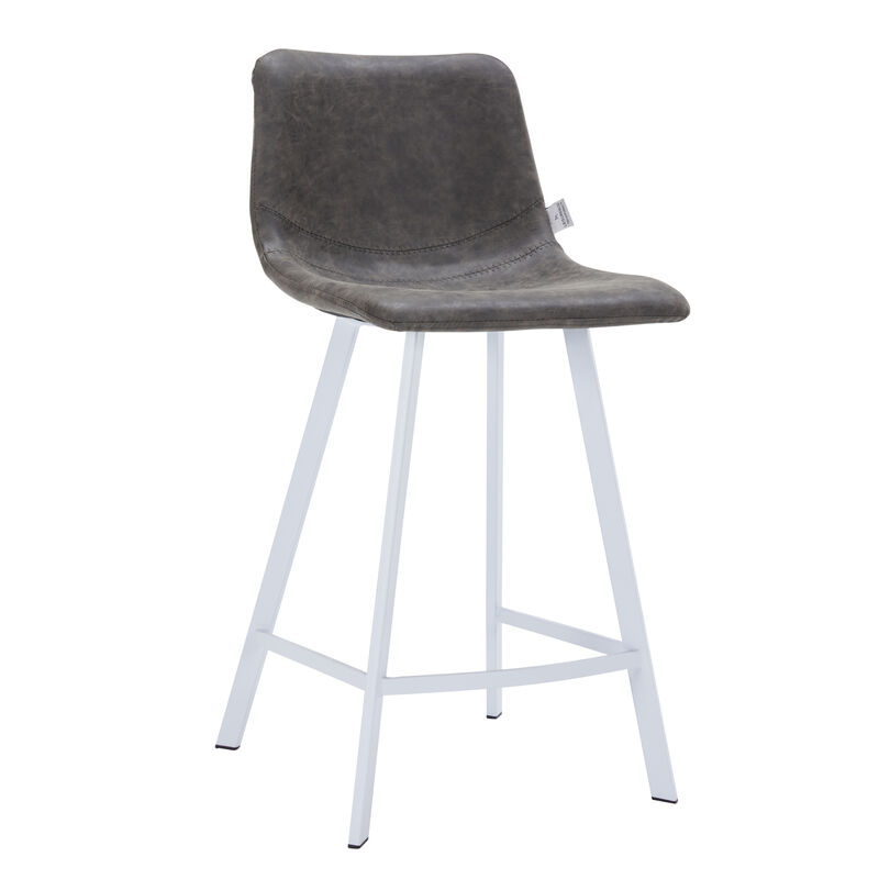 LeisureMod Leather Counter Height Stool with Ergonomic Backrest, Padded Seat & Stainless Steel  Base, Bar Stool with Footrest for Dining, Kitchen, and Bar
