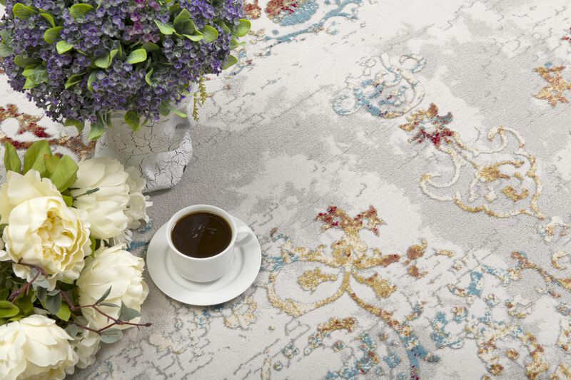 Rug Branch Seraphin Contemporary Abstract Grey Red Indoor Doormat Rug