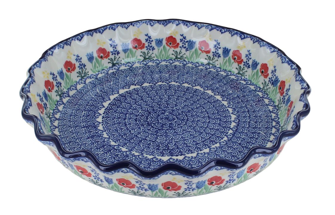 Blue Rose Polish Pottery Teresa Pie Plate