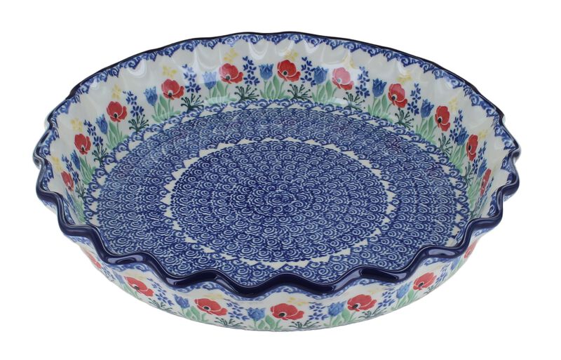 Blue Rose Polish Pottery Teresa Pie Plate