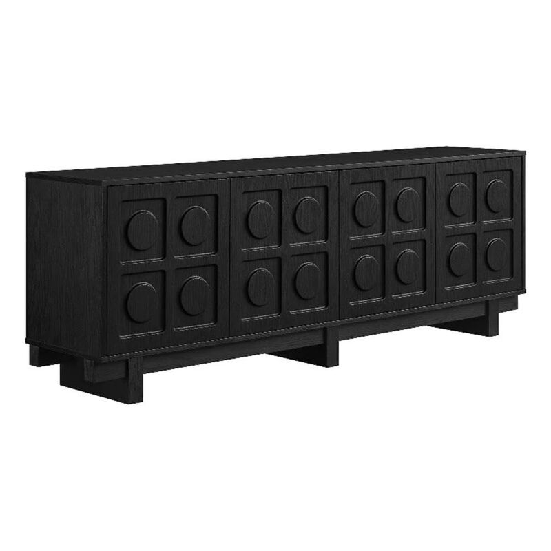 Modway Knox 71 Inch Mid-Century Modern Retro TV Stand in Black - Low Profile Entertainment Media Console Cabinet with Circular Motif for TVs up to 75 Inches image number 0