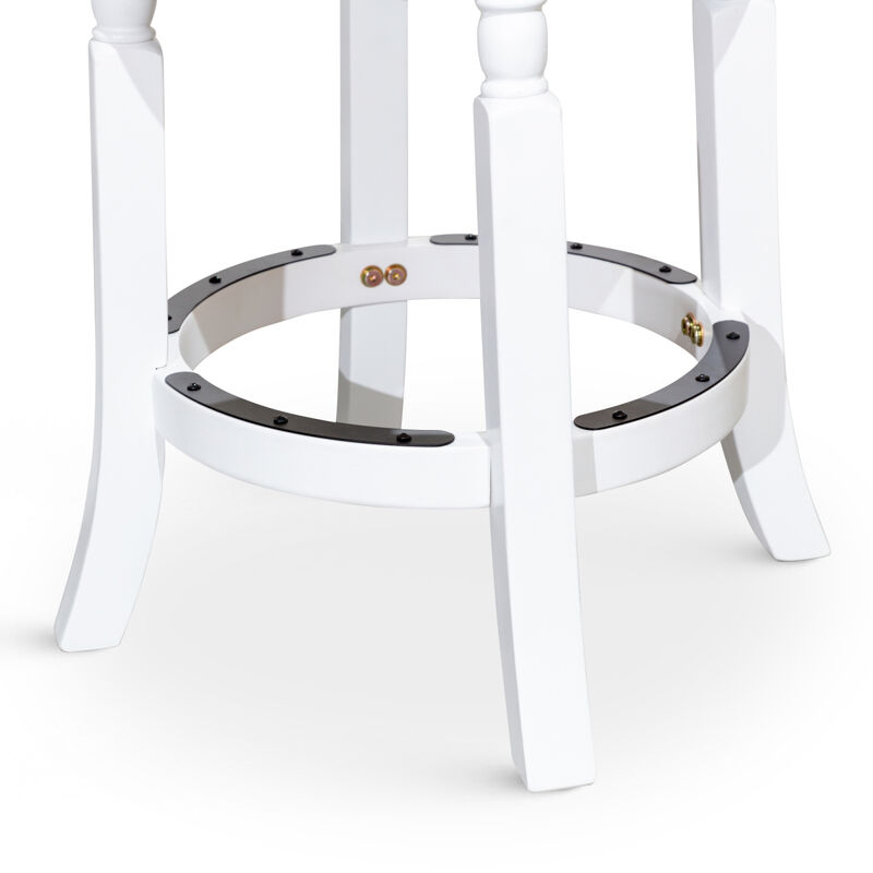 Streamdale 30" Barstool, White Finish, Black Leather Seat