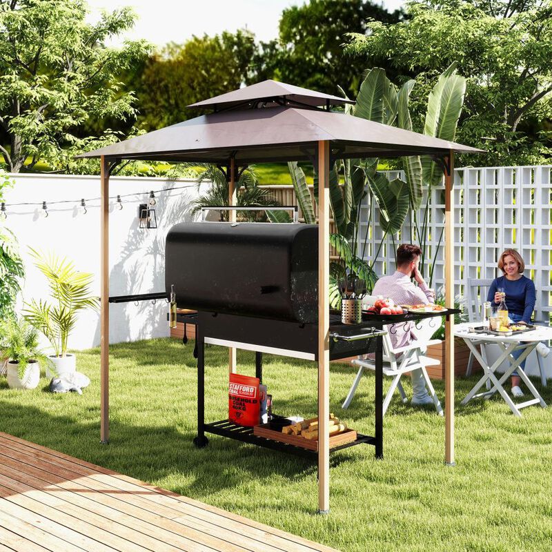 Hivvago 8x5 BBQ Grill Gazebo with 2 Shelves and 10 Hooks image number 7