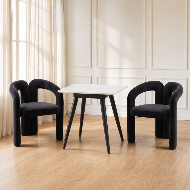 GOODSILO Contemporary Upholstered Barrel Accent Dining Armchairs, Seating for Living Room, Kitchen, Dining Spaces, Set of 2 image number 3