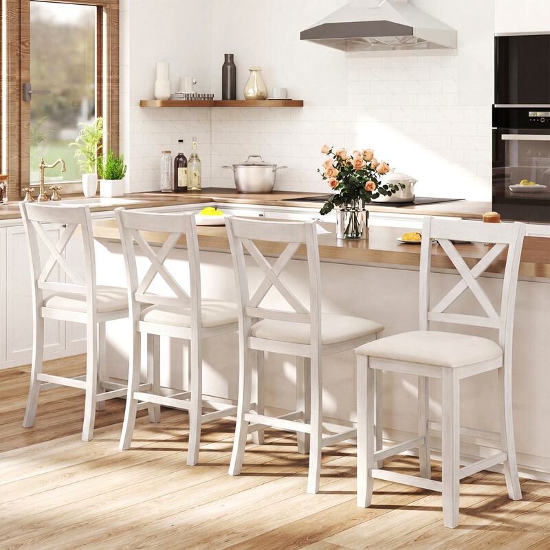 Modern Farmhouse Counter Stools Set of 4 with Footrest for Kitchen Island image number 3