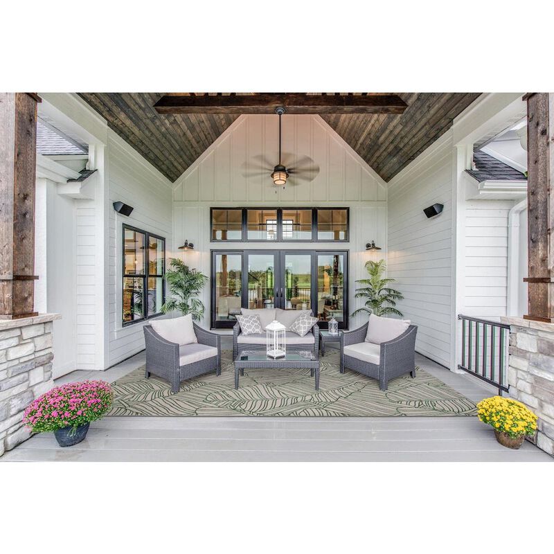 Linon Outdoor Washable Largo Ivory & Green, Rug