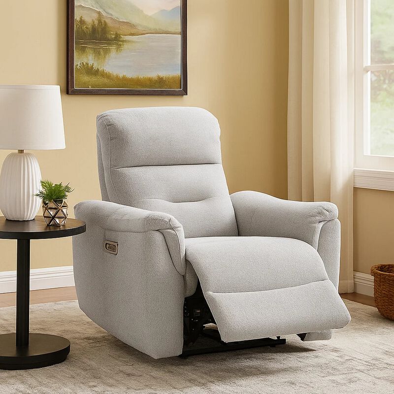 Tres Power Motion Recliner Chair with USB Port, Foam Fill Gray Chenille image number 6