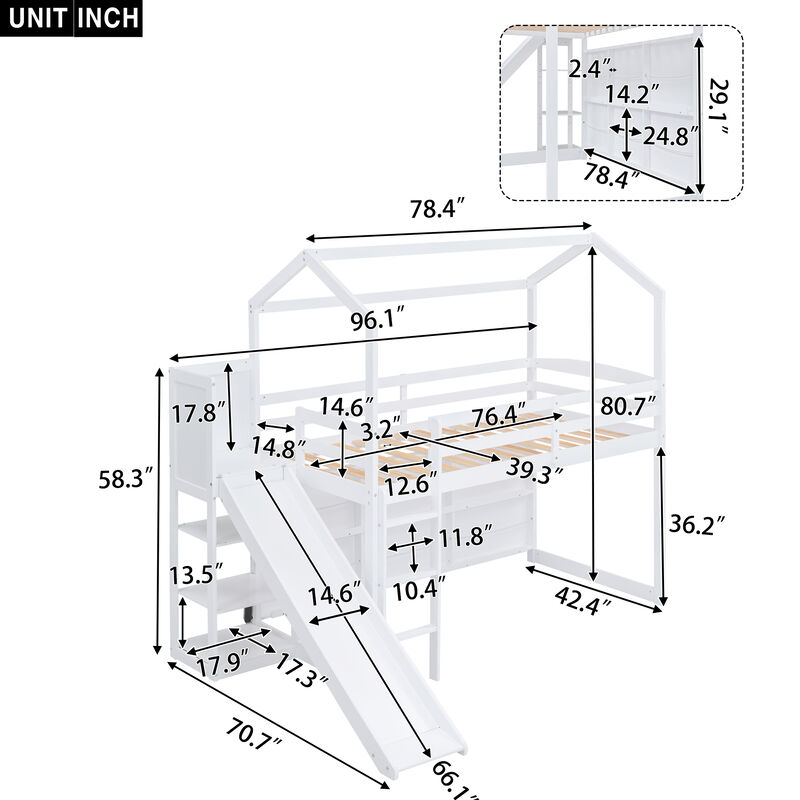 Merax Wood House Loft bed with Slide