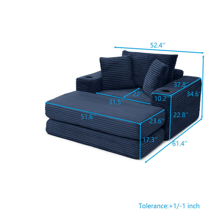 GOODSILO Oversized Cloud-Like Boneless Chaise Lounge Chair 3-in-1 Convertible Modular Sleeper Sofa for Reading, Living Rooms, Bedrooms and Small Apartments